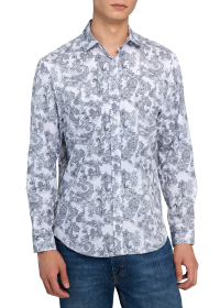 PAISLEY SCRIBBLE PRINT PERFORMANCE STRETCH LONG SLEEVE SHIRT