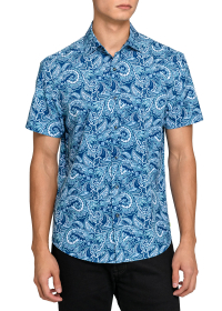 OCEAN BREEZE PAISLEY PERFORMANCE STRETCH SHORT SLEEVE SHIRT
