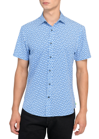 ABSTRACT GEO PRINT PERFORMANCE STRETCH SHORT SLEEVE SHIRT