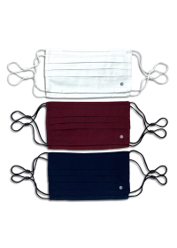 SOLID WHITE/NAVY/BURGUNDY PLEATED MASK 6-PACK