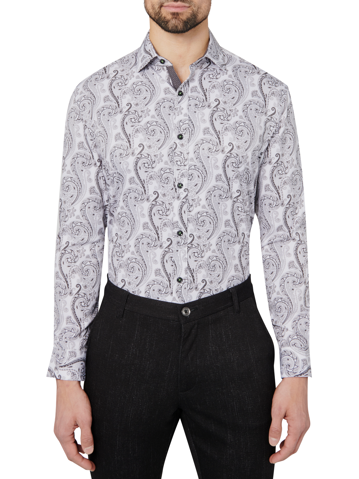 Society Of Threads Ornate Paisley Performance Stretch Dress Shirt For Men